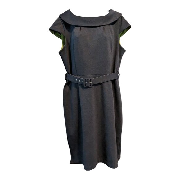 Madison Leigh Cap Sleeved and Belted Ponte Sheath Dress - size 16 - Picture 2 of 5